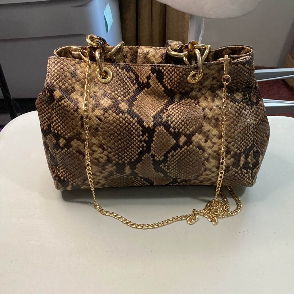 Michael Kors Cynthia Python Embossed Leather Satc… - image 2